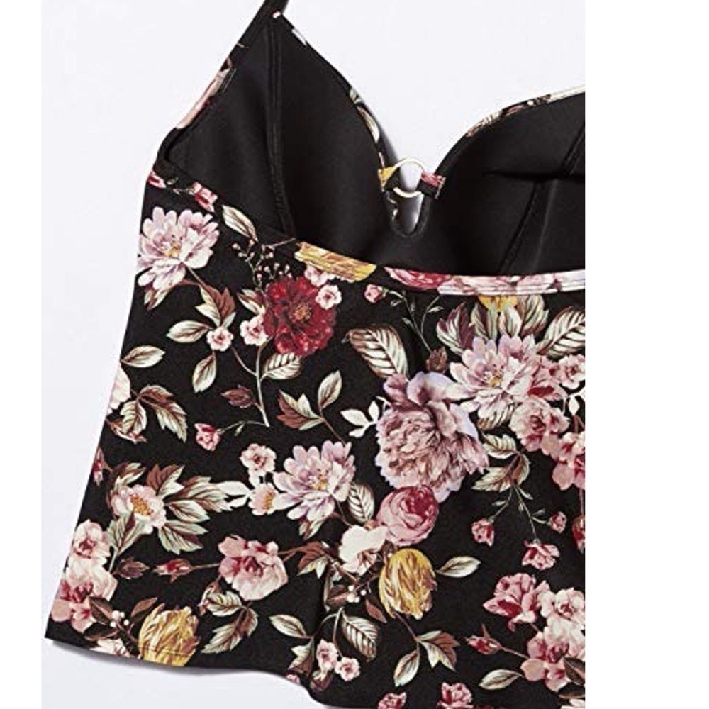Rachel Rachel Roy CHERRY BLOSSOM Floral Printed Halter Tankini Top M - Picture 2 of 3